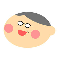 白髪で七三分けの眼鏡をかけている人のイラスト
