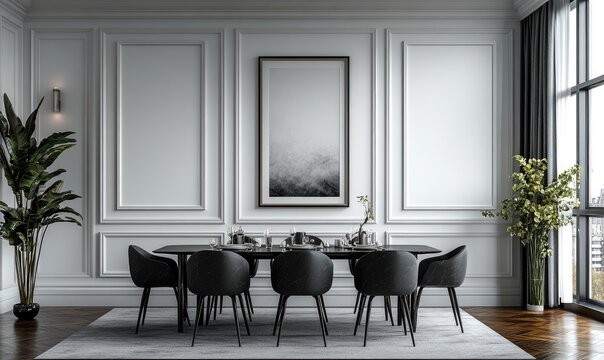 Stylish, modern dining room interior design.