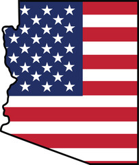 Map of Arizona State Design with USA Flag