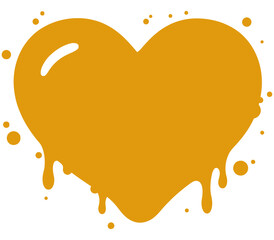 Glossy golden heart dripping with honey-like liquid, stylized in a smooth and bold design. Ideal for romantic, sweet, or dessert-themed illustrations and branding.