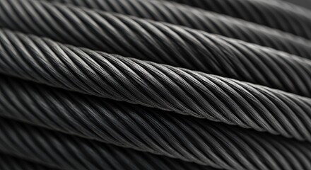 Intricate Texture: A Close-Up of Black Twisted Wire Ropes