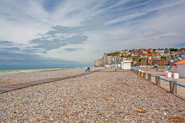 Cabines de front de mer de Criel-sur-Mer en Normandie	