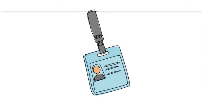 Minimalist Illustration of an Identification Badge with a Thumbscrew Clip