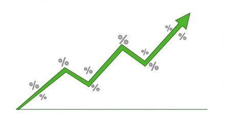 Rising Growth Trend with Percentage Symbols and Upward Arrow Illustration