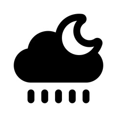 Night Rain Simple Glyph Icon. Single icon, glyph vector icon