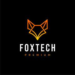 modern fox head technology network logo template vector icon	
