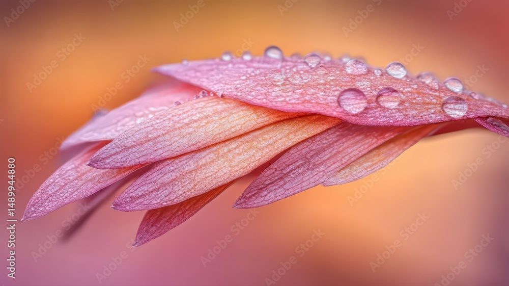 Poster macro dew on folded leaf tip with precise lighting and soft pastel background