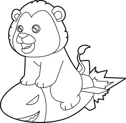 Lion Rocket Animal Vector Graphic Art Illustration