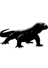 Fototapeta premium Komodo Majesty: Ink Silhouette