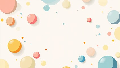 Pastel spheres and dots on a white background