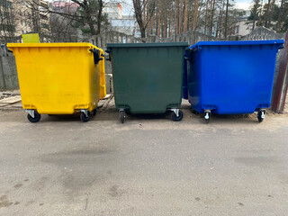 Separate plastic mobile garbage containers