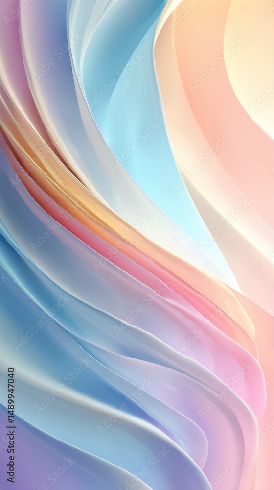 Poster soft abstract waves in pastel colors with smooth gradients and flowing textures for backgrounds and 