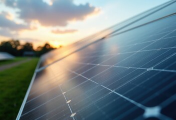 Solar Panel Sunset - Clean Energy Power Generation