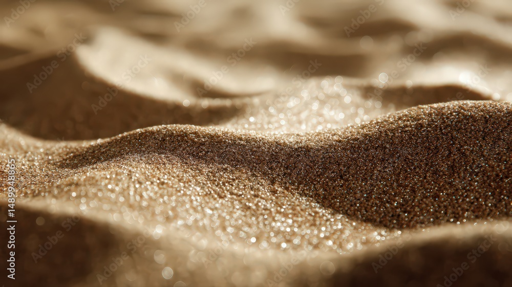 Aufkleber macro photo of textured sand with warm sunlight reflecting creating a shimmering effect