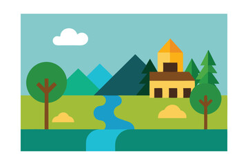 Fototapeta premium vector illustration of a village