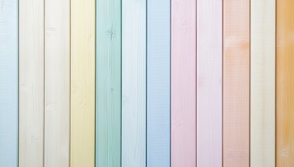 Pastel-colored wooden planks in a vertical arrangement