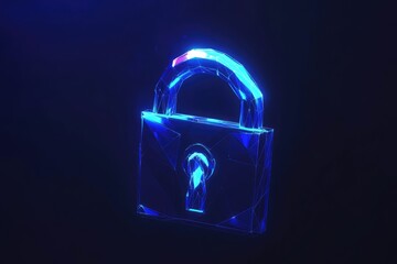 Glowing, digital padlock icon