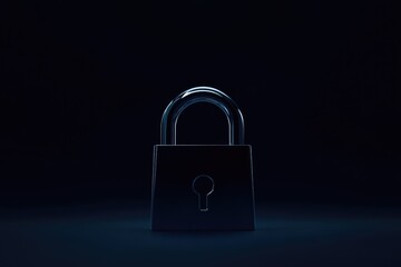 Fototapeta premium Dark, moody padlock against a deep navy background
