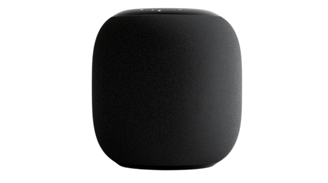 A smart speaker with intelligent voice, modern speaker with smart voice, smart speaker with intelligent voice system, voice-operated smart audio device, on a transparent backgrounds