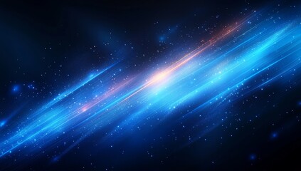 Obraz premium Abstract Blue Light Streaks and Sparkles on Dark Background