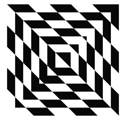 Obraz premium Striking black and white geometric illusion pattern with a 3D tunnel effect. Ideal for posters, backgrounds, album art, textiles, and digital design.