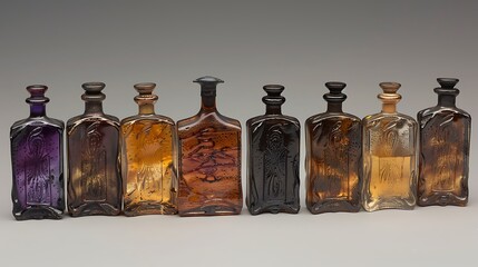 A Collection of Miniature Liqueur Bottles, Featuring a Variety of Colors and Shapes