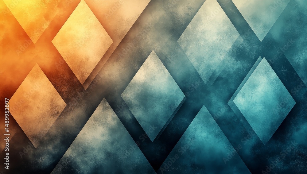 Canvas Prints abstract geometric background with orange and blue diamond pattern