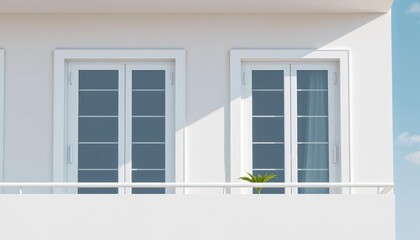 Sleek white balcony windows, modern minimalist design, apartment, architecture