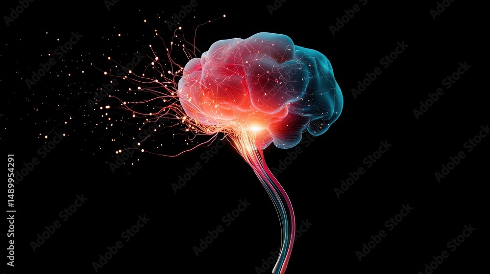 Poster innovation abstract brain with circuit abstract brain formed by interconnected nodes and lines, repr