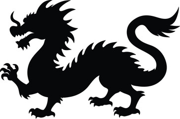 Dragon silhouette vector illustration.