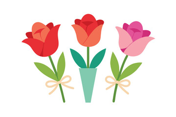 Obraz premium red tulips on white background