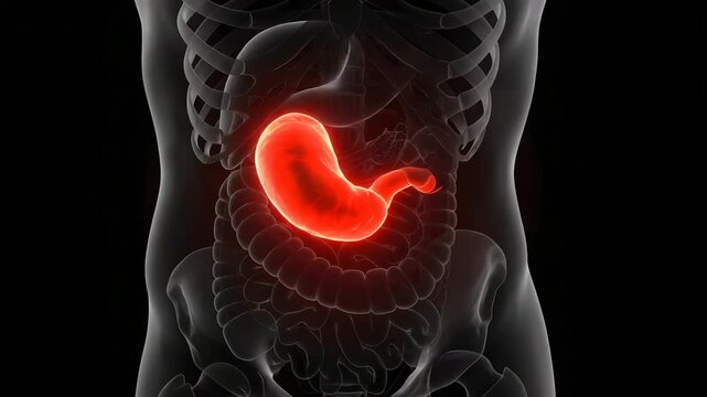 Highlighted pancreas medical illustration