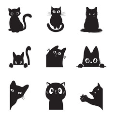 black & white cat vector