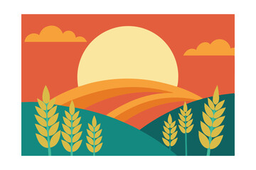 wheat field vector illustration © Madha