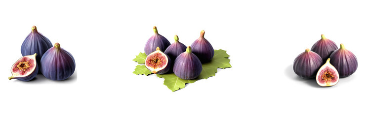 Fototapeta premium Figs, food design element, PNG with transparent background, cut-out set, rich in fiber, antioxidants, supports digestion, adds sweetness and texture to dishes.