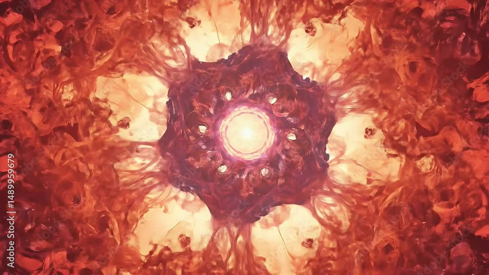 Poster abstract organic forms pulsing with light slow motion