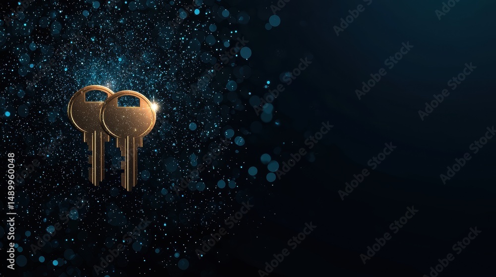 Poster security key icons and password protection abstract representation of password protection, glowing s