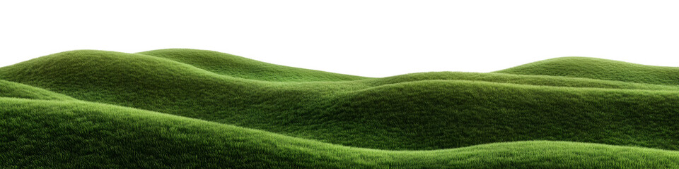 Architectural and landscape concept. Green grass field isolated on transparent background. 3d rendering . PNG format