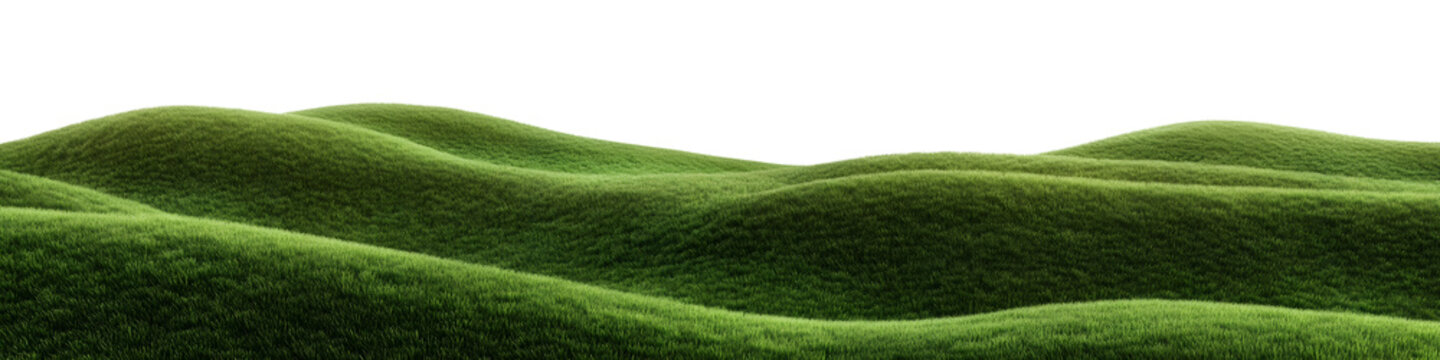 Architectural and landscape concept. Green grass field isolated on transparent background. 3d rendering . PNG format