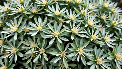 Lush Green Foliage of Ornamental Plants Featuring Delicate Star-Shaped Leaves in Vibrant Nature Setting