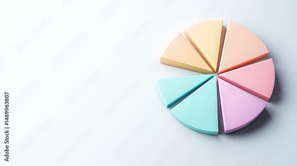 Poster management bar graph and pie chart 3d rendered pie chart with colorful segments, representing market