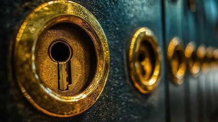 Close-up view of a keyhole and lock.