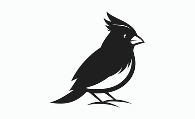 Cardinal bird silhouette, Bird silhouette, Songbird icon
