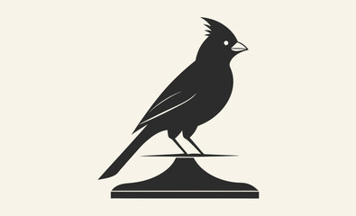 Cardinal bird silhouette, Bird silhouette, Songbird icon
