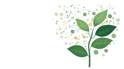 Obraz premium Leaf and Plant Icon with Vitamin Label Group of leaves with different vitamin labels, white background, symbolizes the variety of plant based nutrients