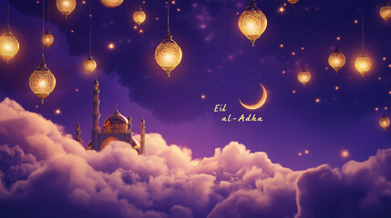 Fototapeta premium Eid al adha islamic background design, eid poster design