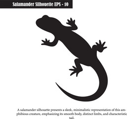 Black Salamander Silhouette Amphibian Wildlife Vector Art Illustration