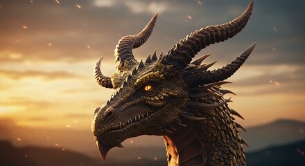 Naklejka premium Golden Hour Dragon