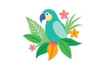 green parrot on a branch