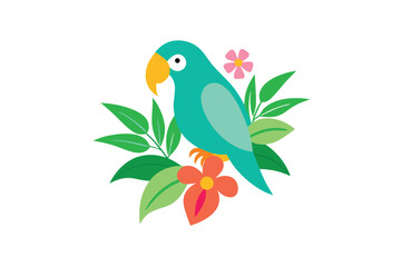 green parrot on a branch